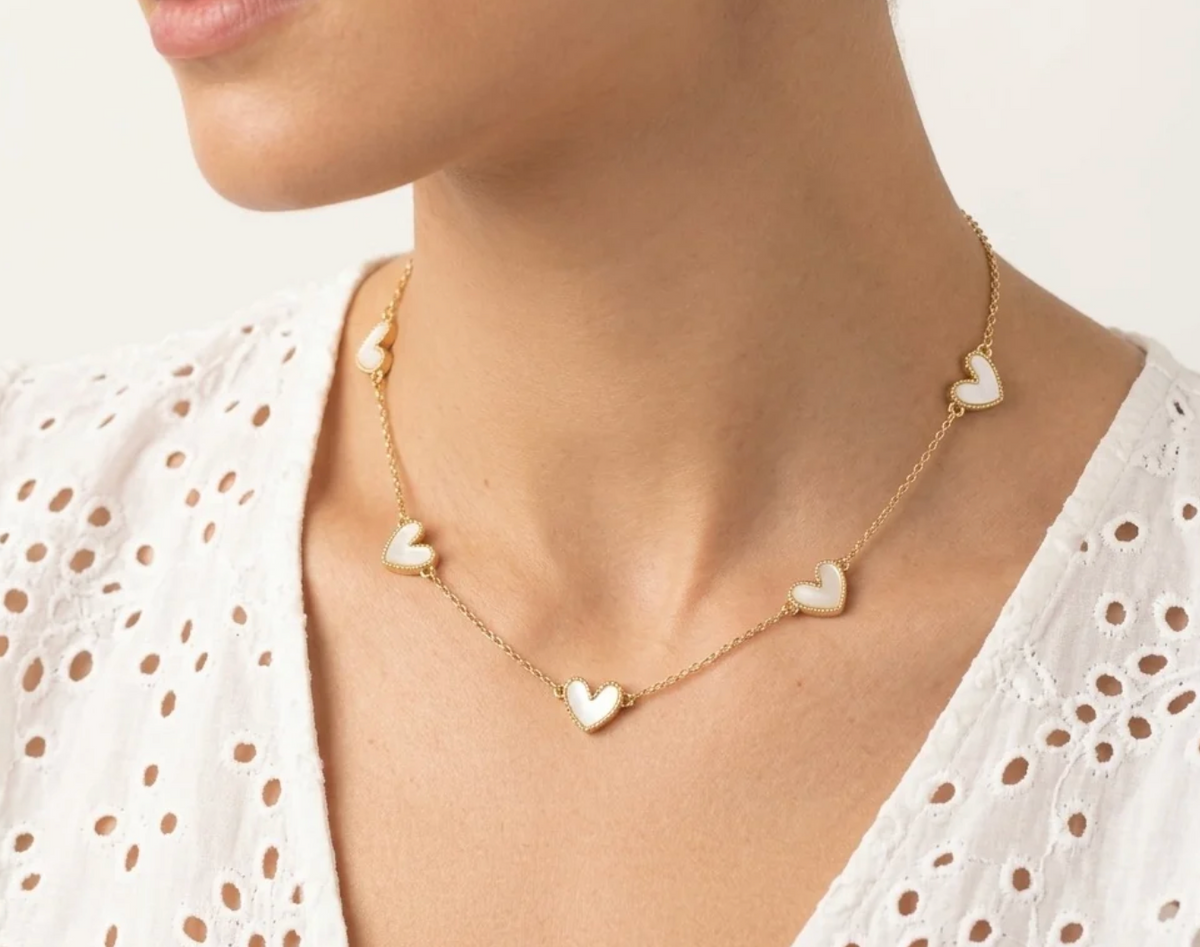 Five Hearts with MOP Necklace