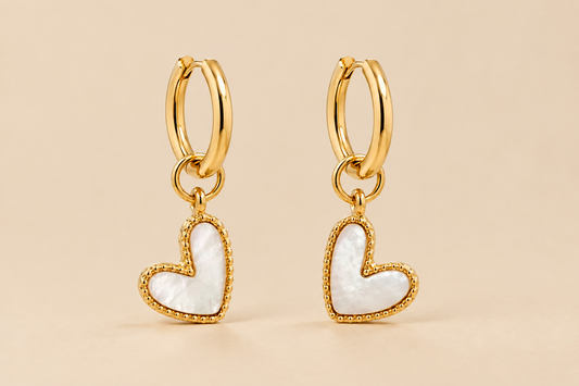 Lovely Heart MOP Hoop Earrings