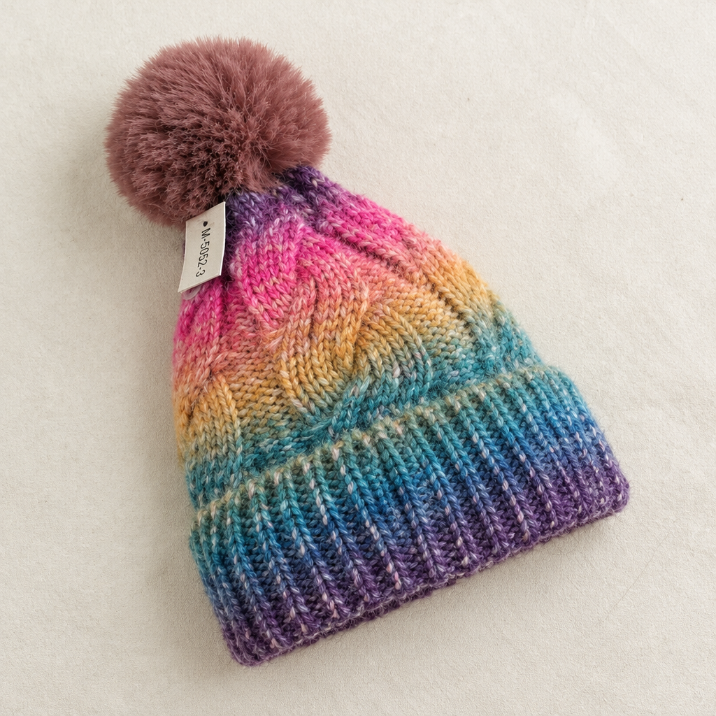 Rainbow Pastel Bobble Hat