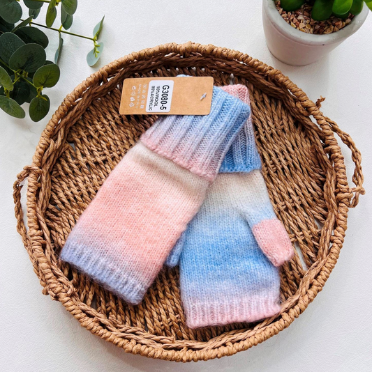 Rainbow Pastel Fingerless Gloves
