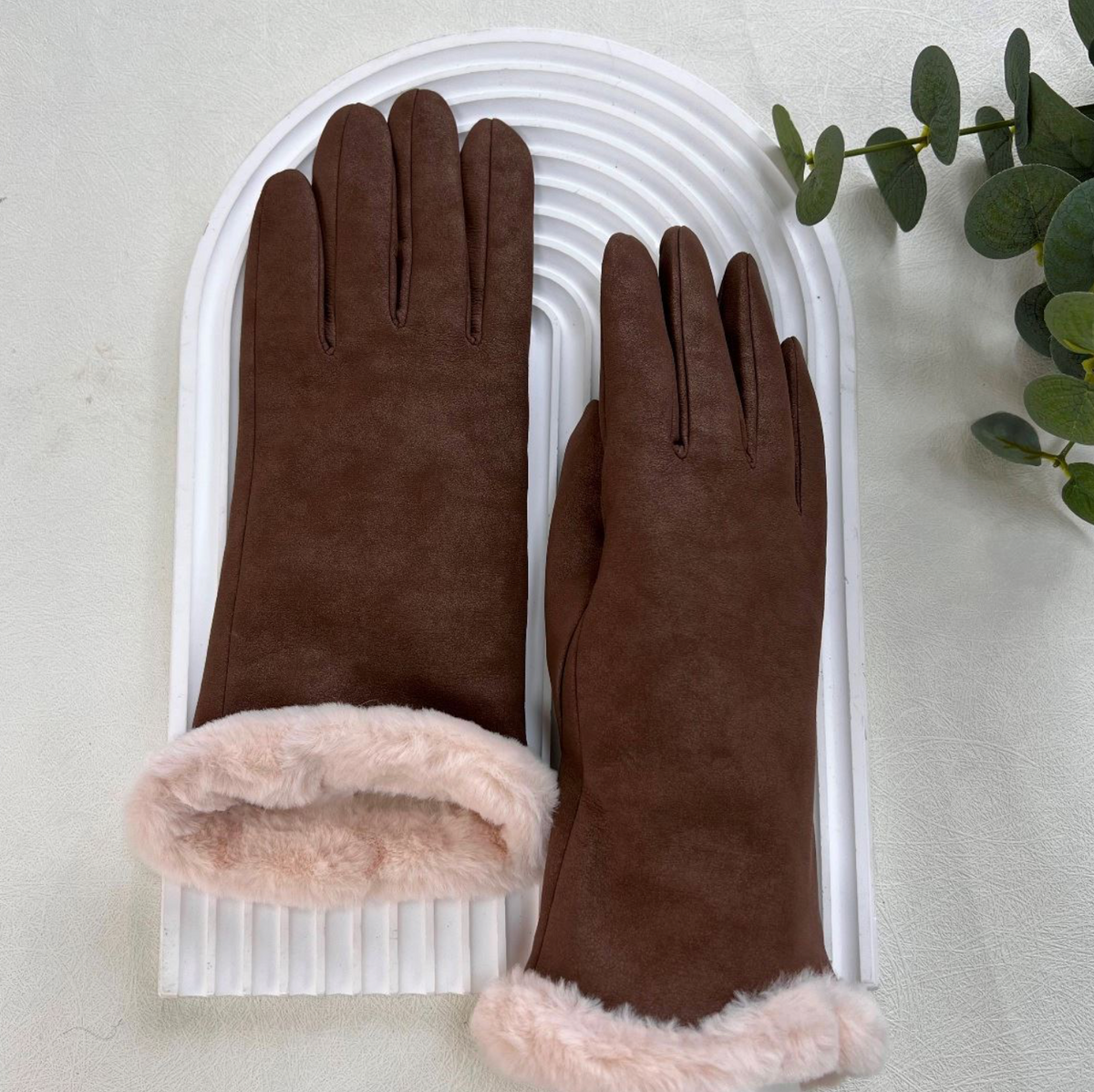 Suede Fur Gloves