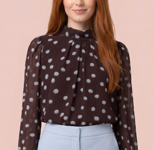 Polka Dot Puff Ball Blouse