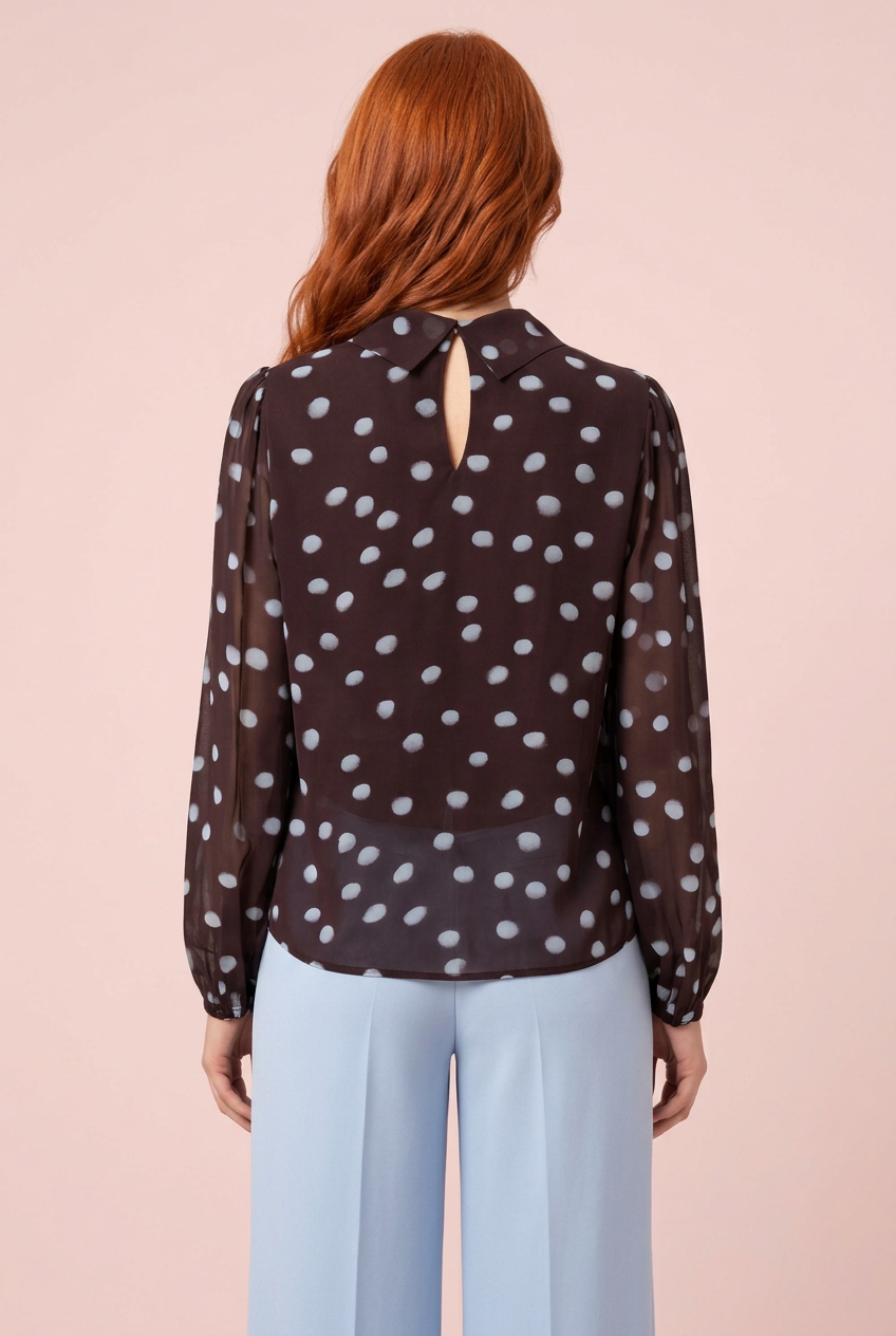 Polka Dot Puff Ball Blouse