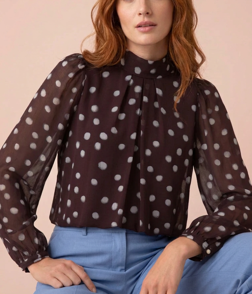 Polka Dot Puff Ball Blouse