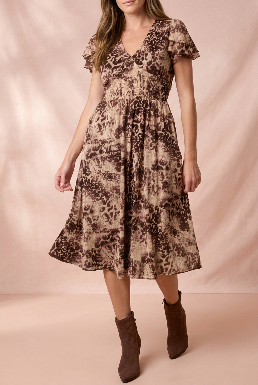 Abstract Animal Midi Dress