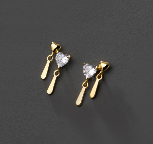 Double Heart Drop Earrings