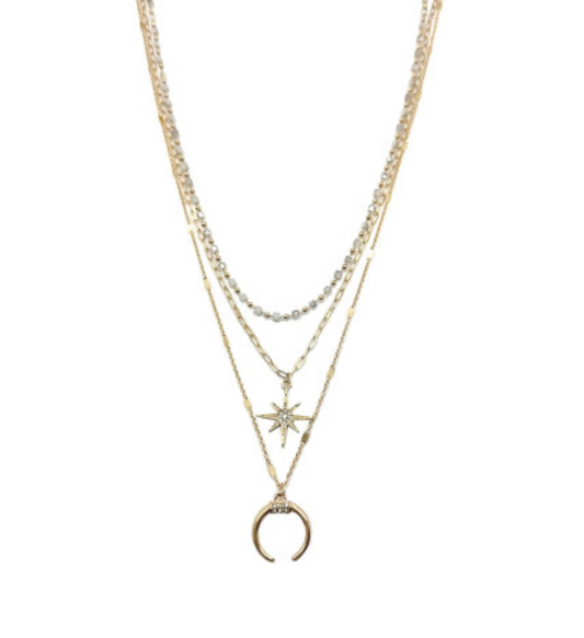 Layered Moon Pendant Necklace