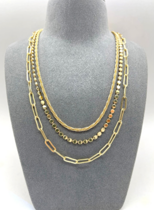 Unique 3 Chain Necklace