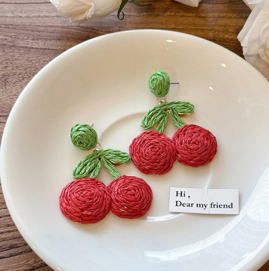 Woven Cherry Earring
