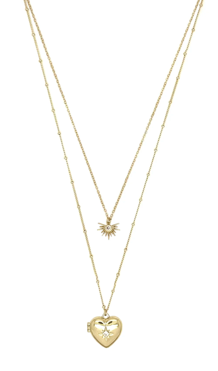 Heart & Sun Locket Necklace