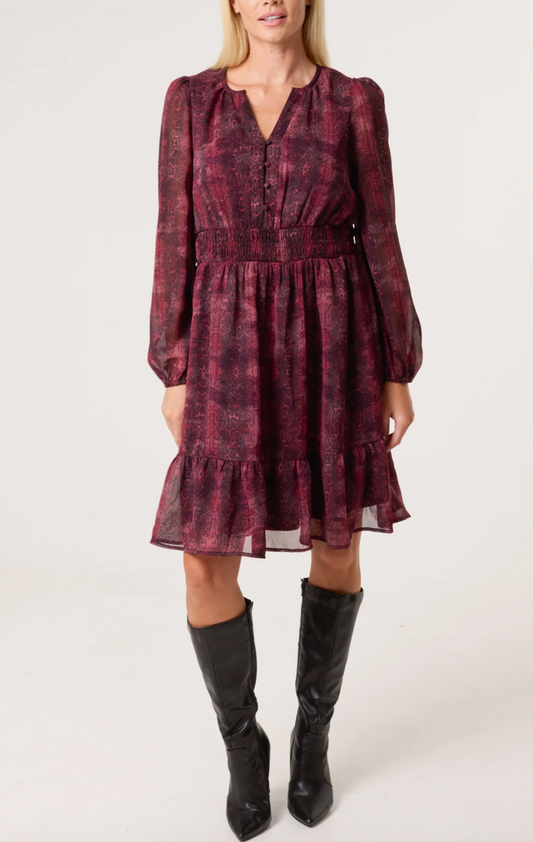 Berry Snake Print Dress