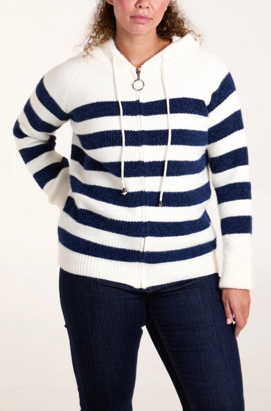 Soft Stripe Zip Up Jumper