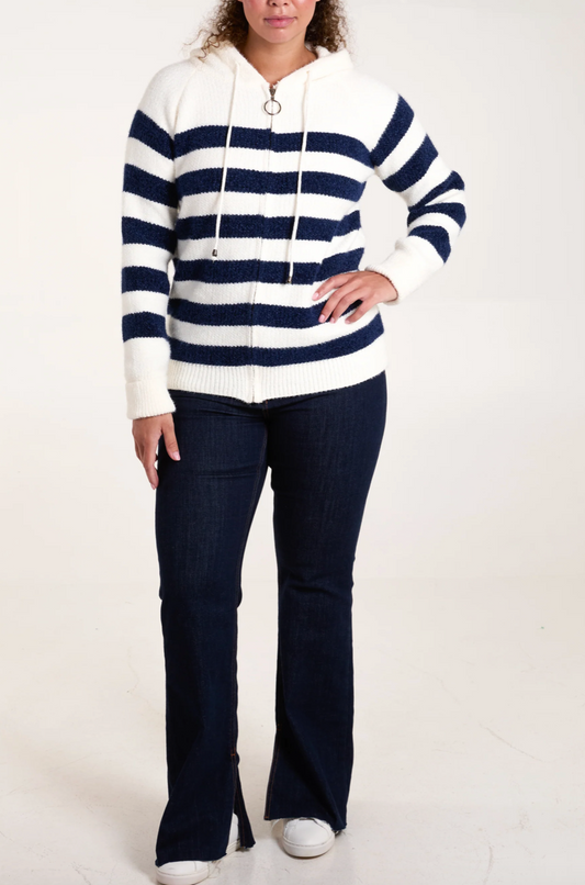 Soft Stripe Zip Up Jumper