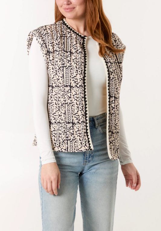 Quilted Print Gilet