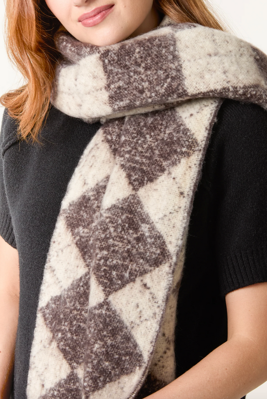 Argyle Fluffy Knit Scarf
