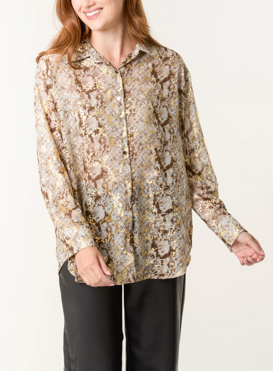 Gold Snake Print Blouse