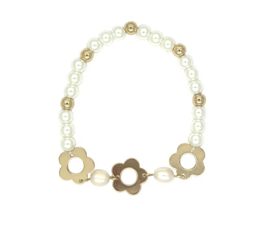 3 Flower Pearl Bracelet