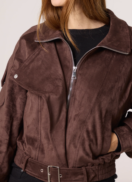 Faux Suede Biker Jacket