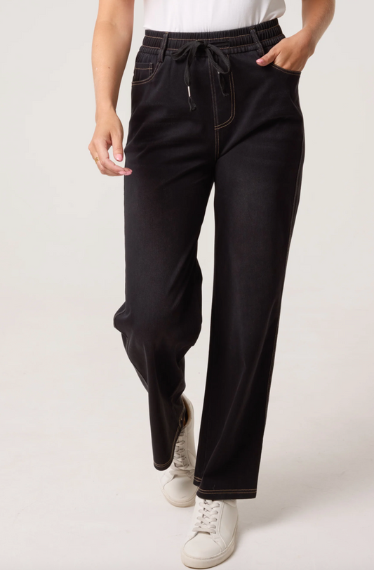 Elastic Wide Leg Jeans