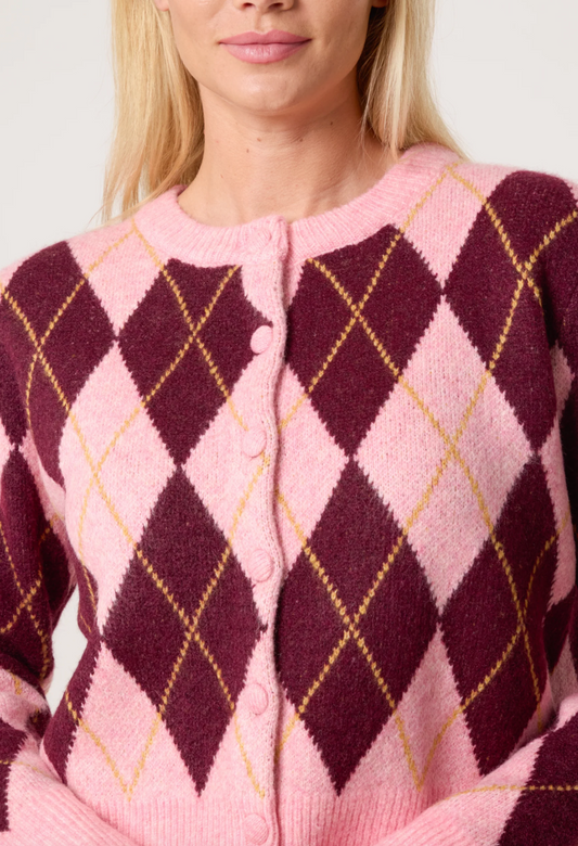Argyle Pink Cardigan