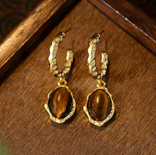 Tiger Eye Pendant Earrings