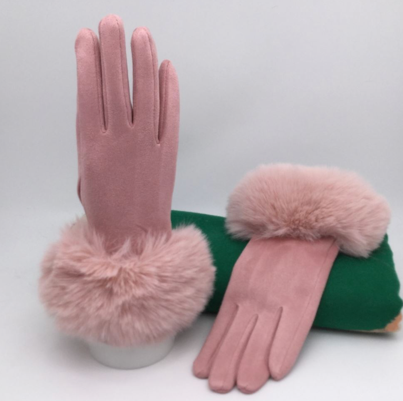 Suede Fur Cuff Gloves