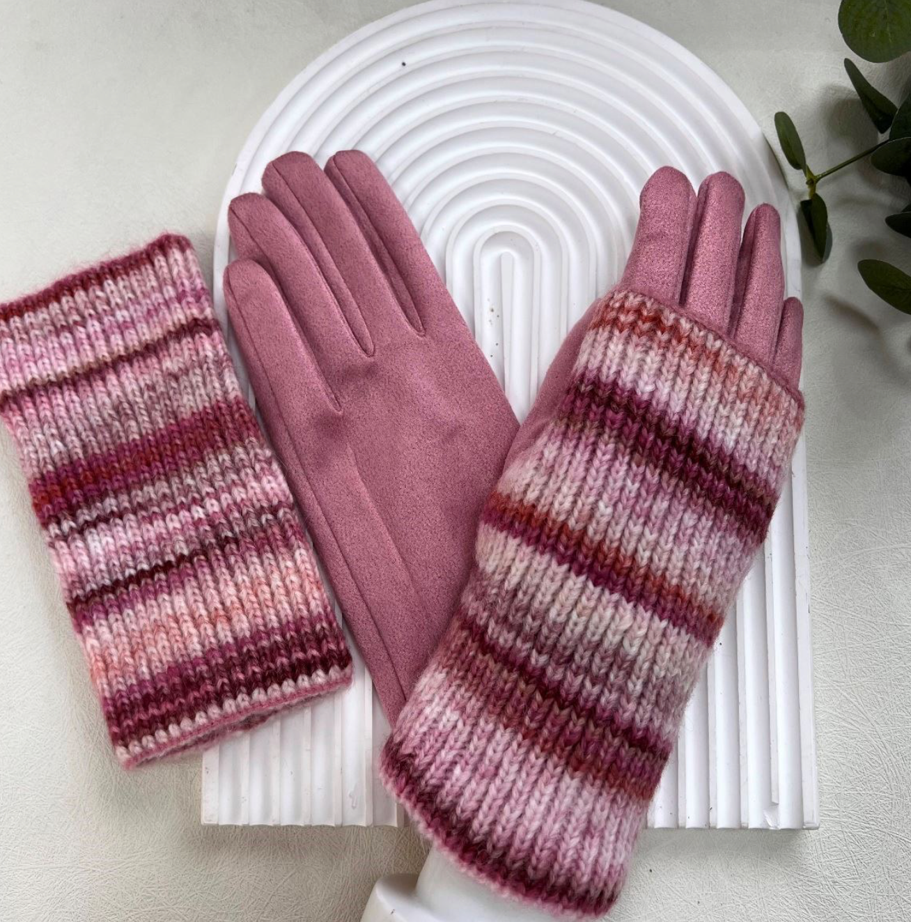 Stripe Mitten Gloves