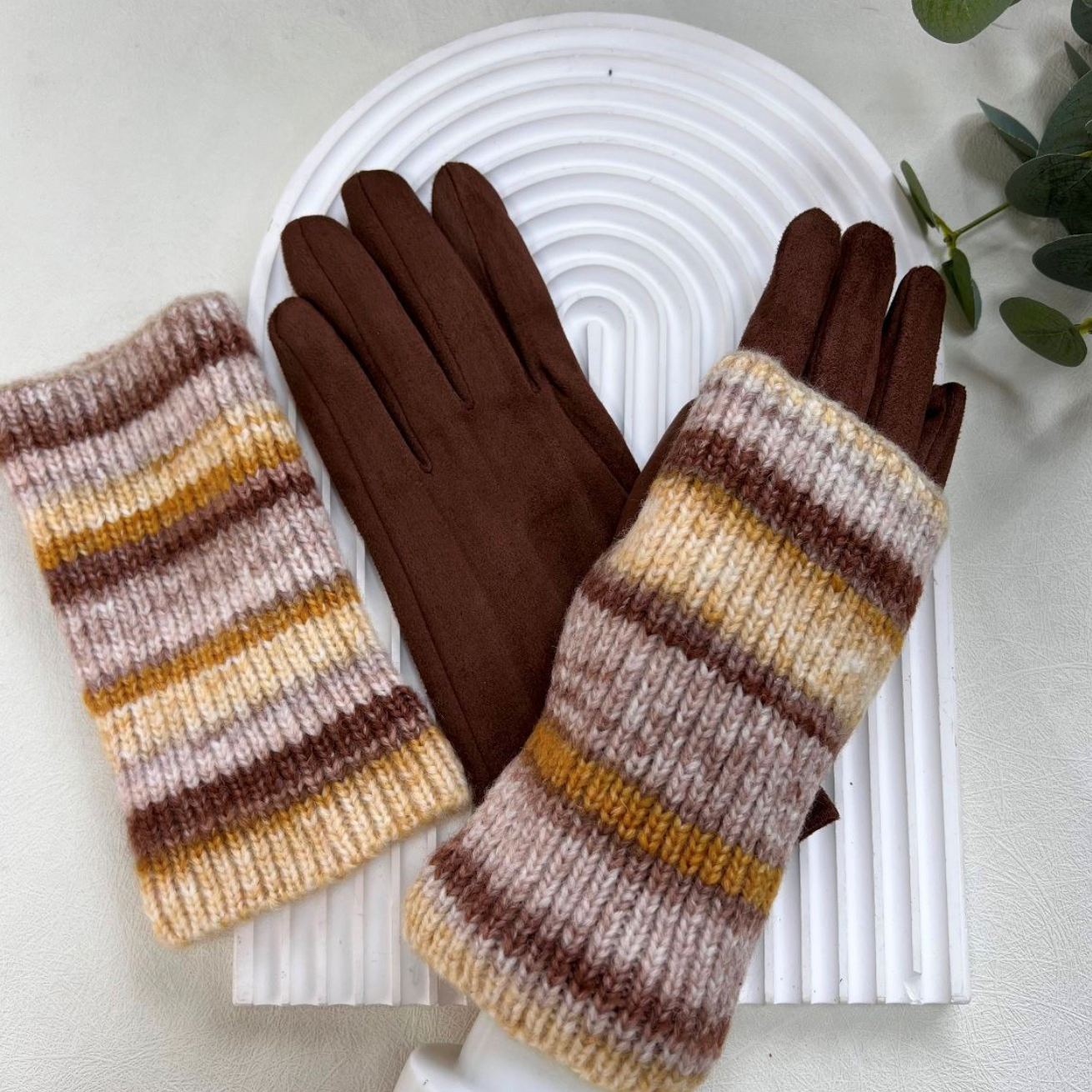 Stripe Mitten Gloves