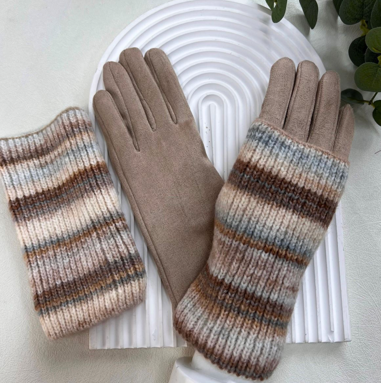 Stripe Mitten Gloves