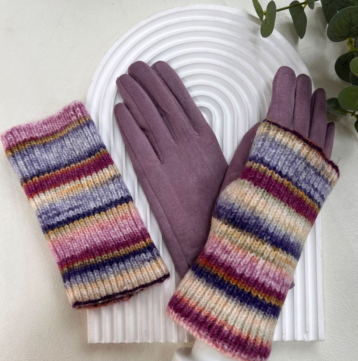 Stripe Mitten Gloves
