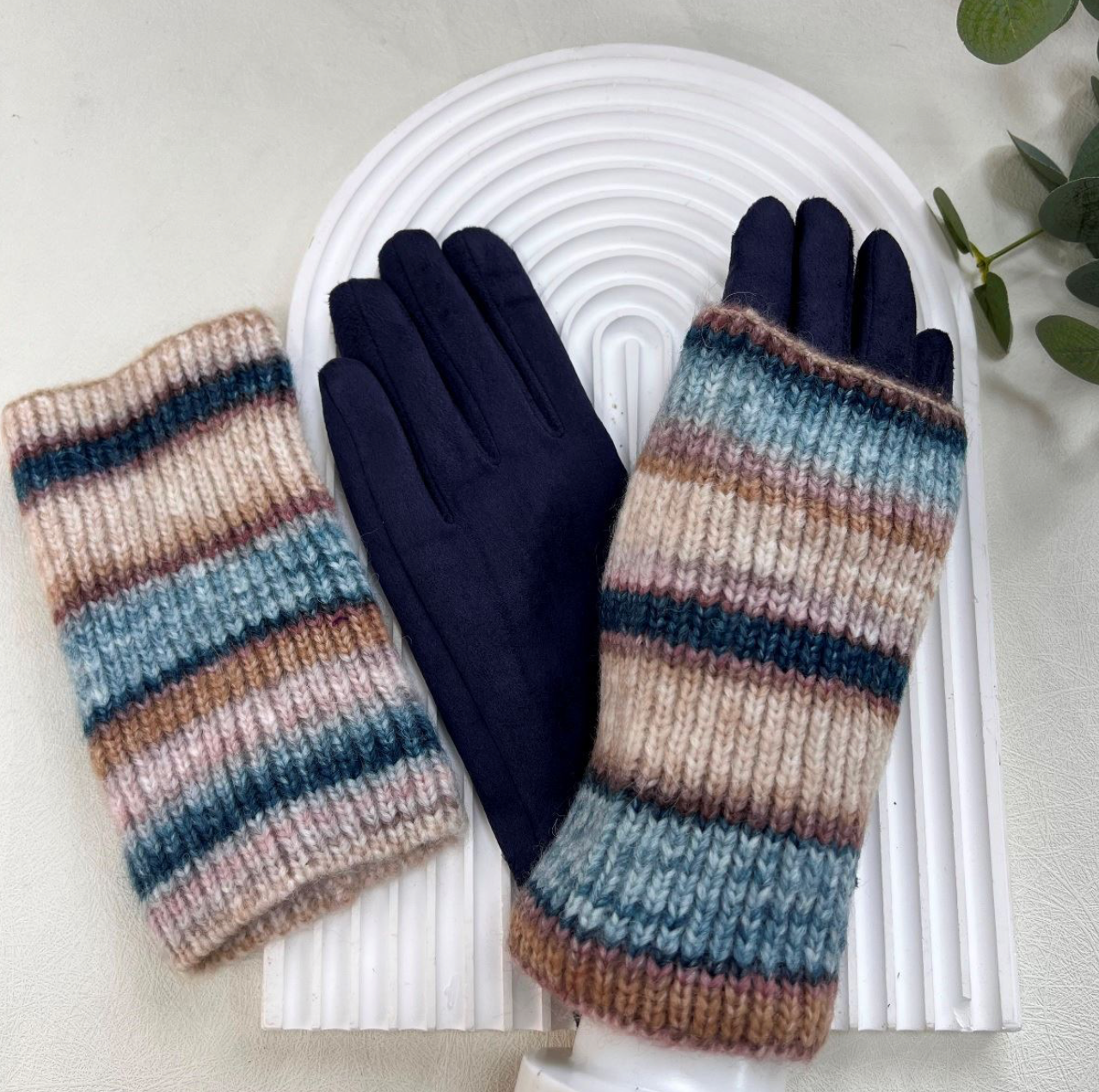 Stripe Mitten Gloves
