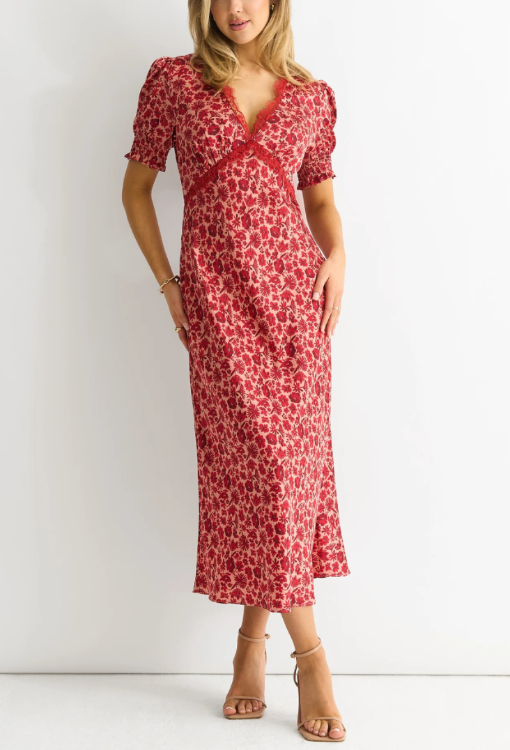 Floral Lace Midi Dress