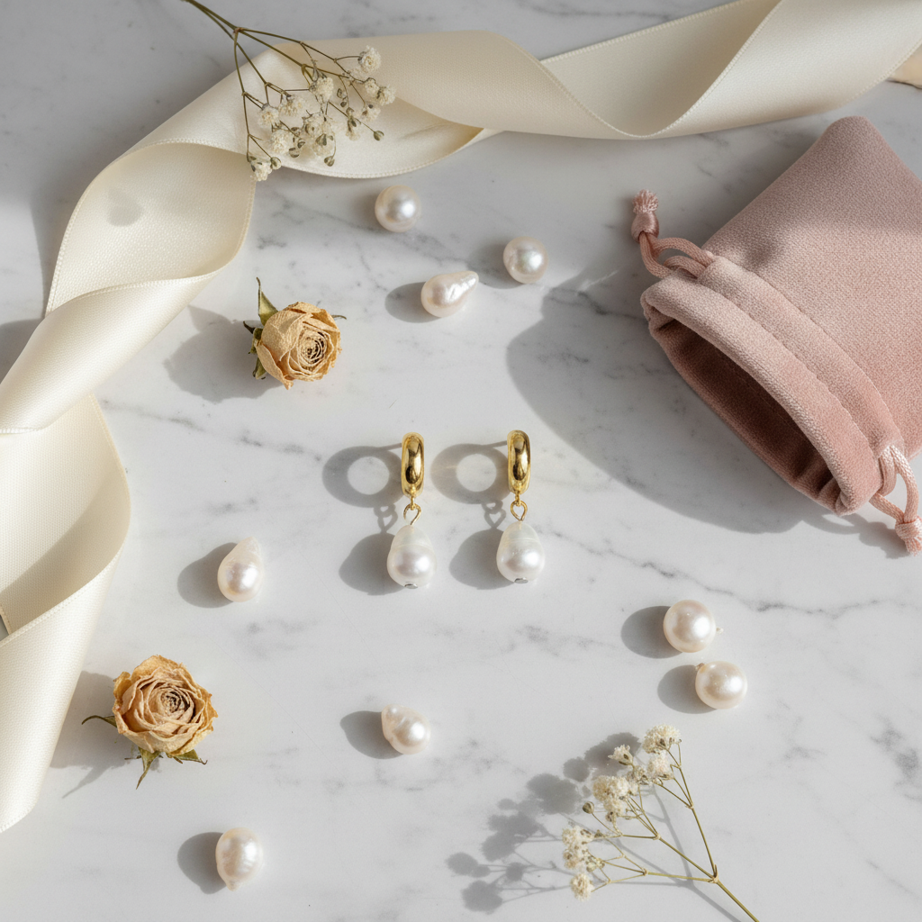 Pearl Drop Chunky Hoop