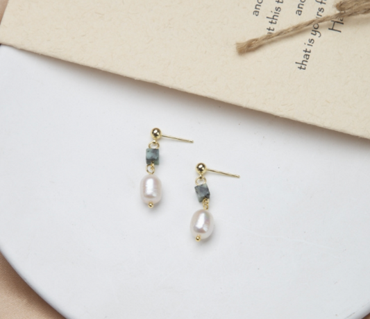 Rec Pearl Drop Earrings