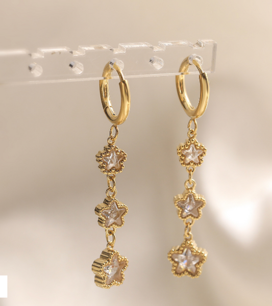 Triple Flower Drop Earring