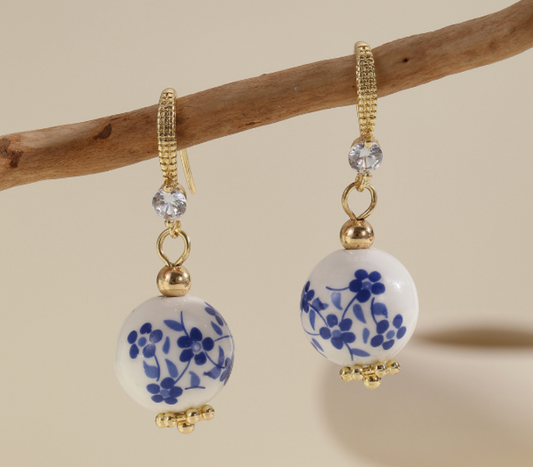 Flower Print Round Earring