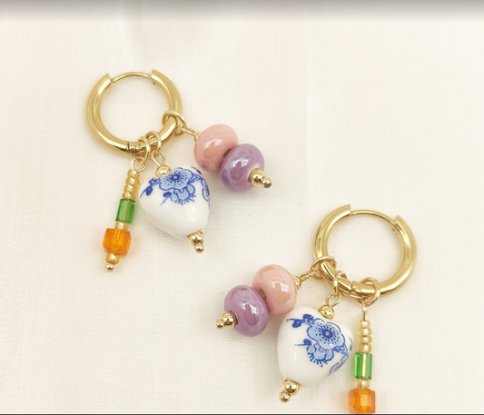 Heart & Bead Pendant Earrings