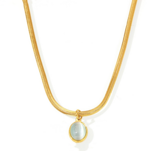 Green Oval Drop Necklace