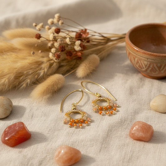 Circle Gemstone & Crystal Earrings