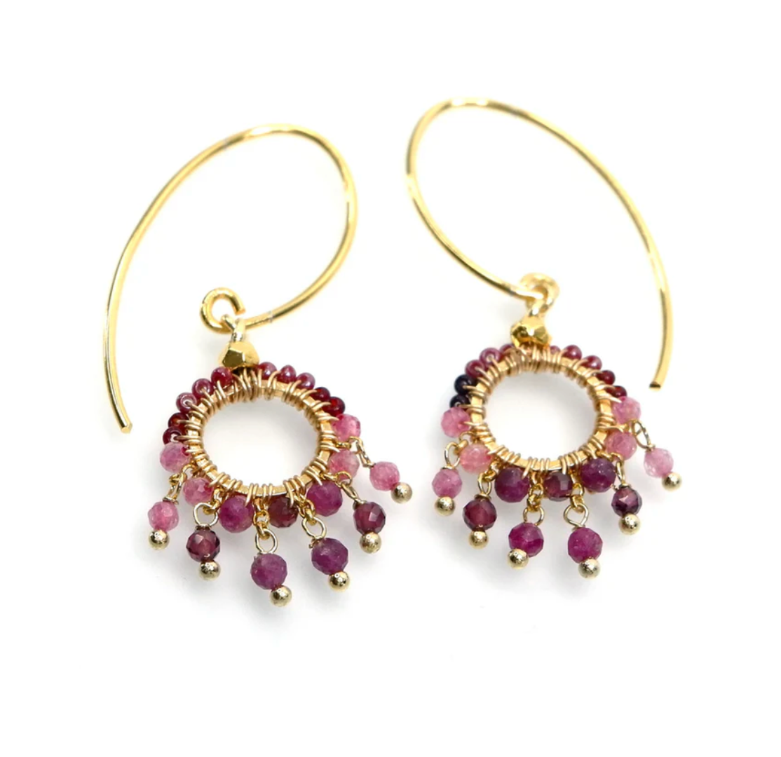 Circle Gemstone & Crystal Earrings