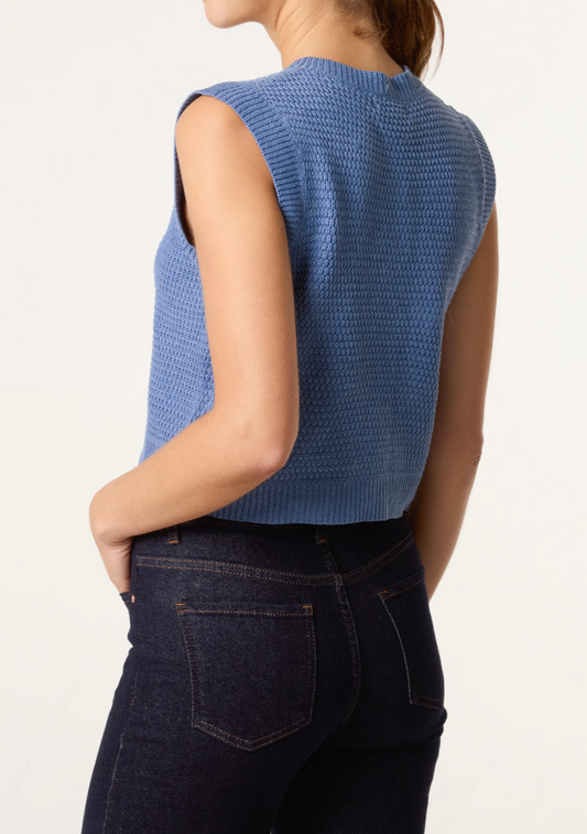 Shell Button Waffle Vest