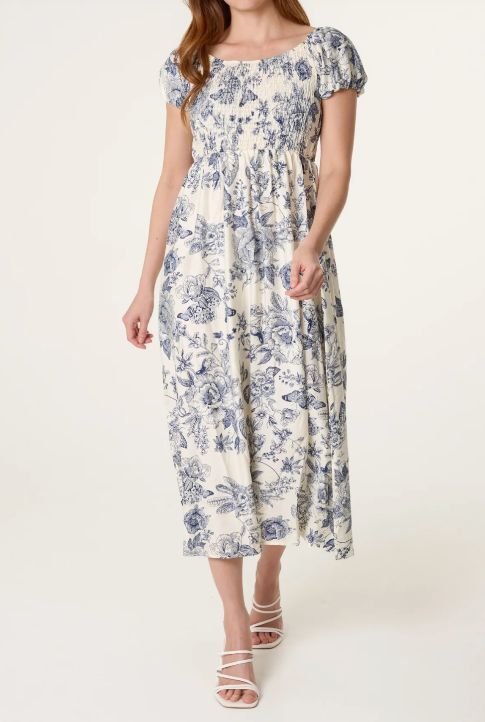 Butterfly Shirred Dress