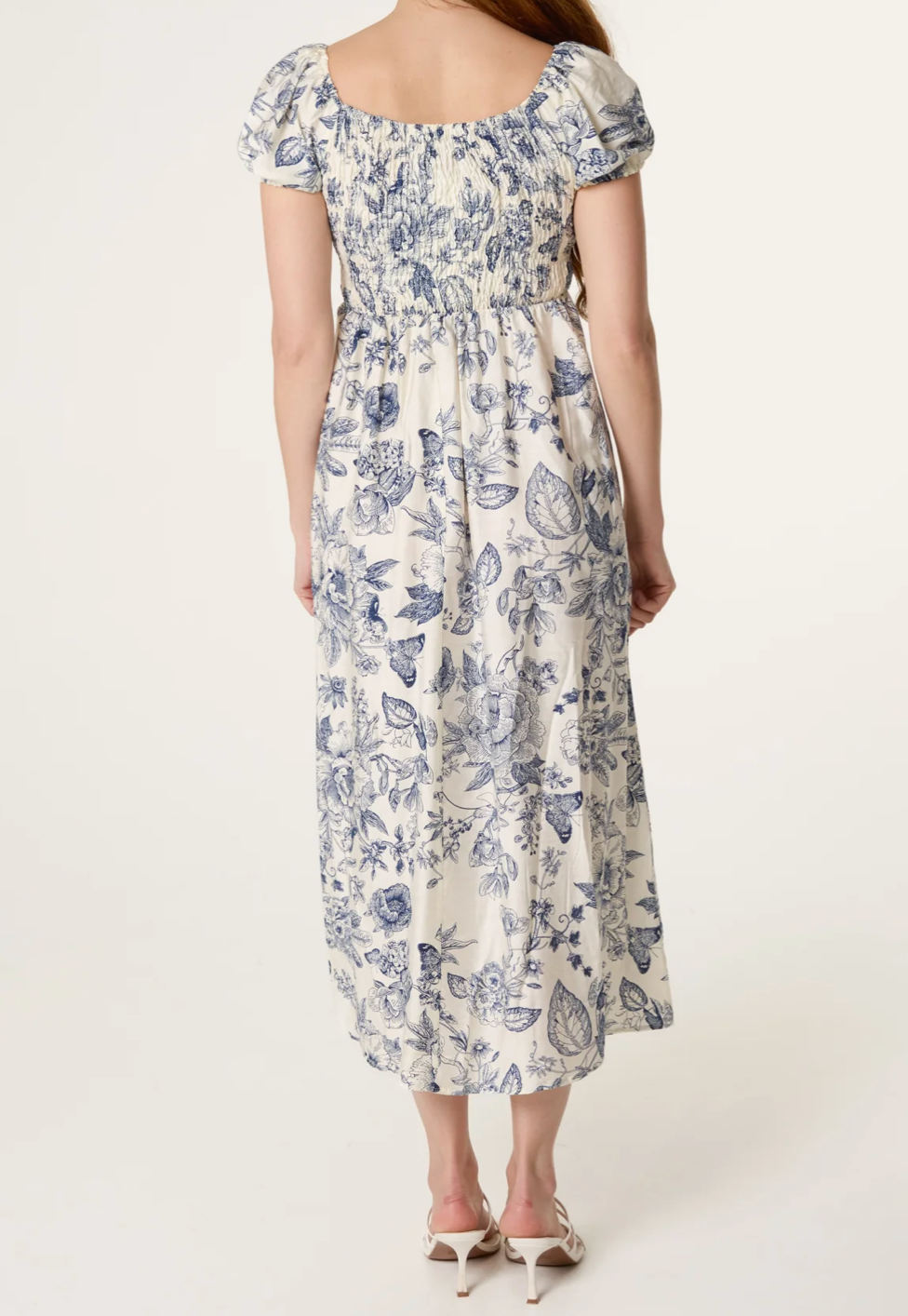 Butterfly Shirred Dress