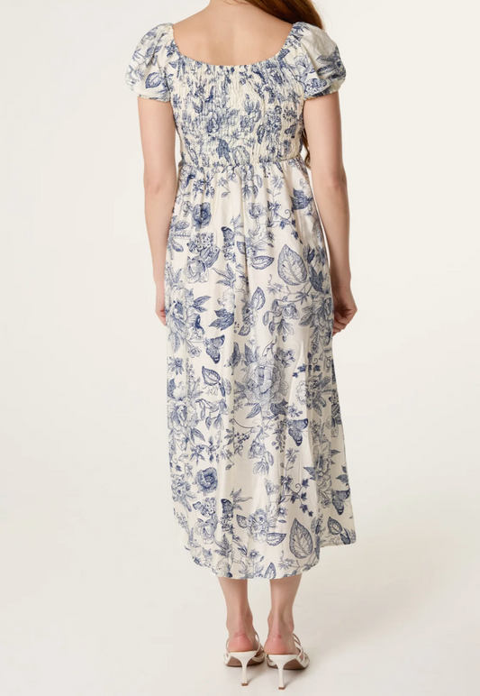 Butterfly Shirred Dress