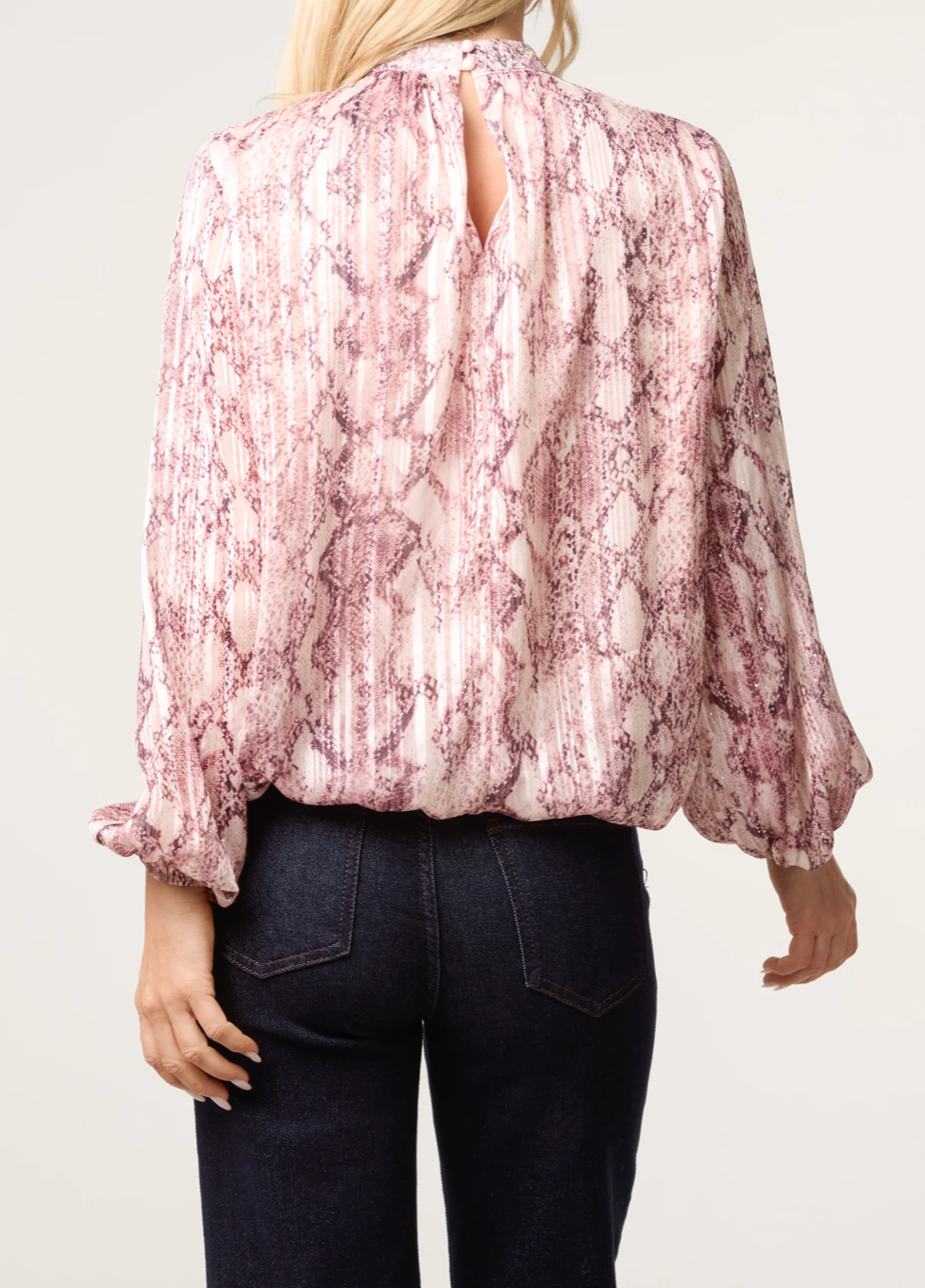 Rhinestone Snake Puff Blouse