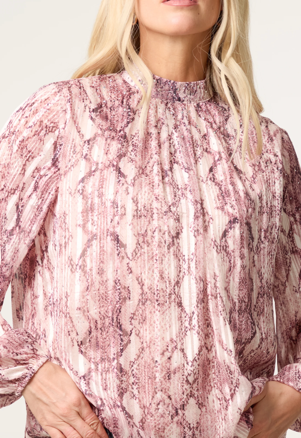 Rhinestone Snake Puff Blouse