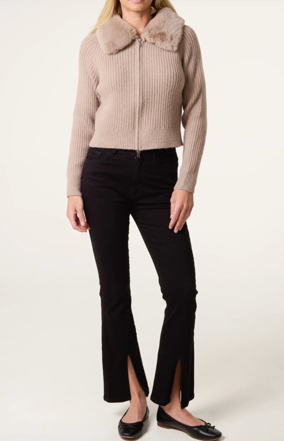 Fur Collar Zip Up