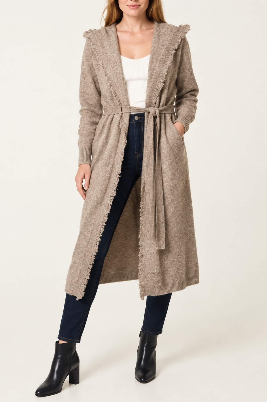 Edged Hem Longline Cardigan