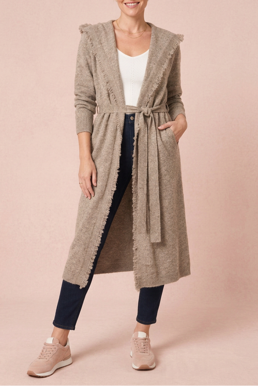 Edged Hem Longline Cardigan