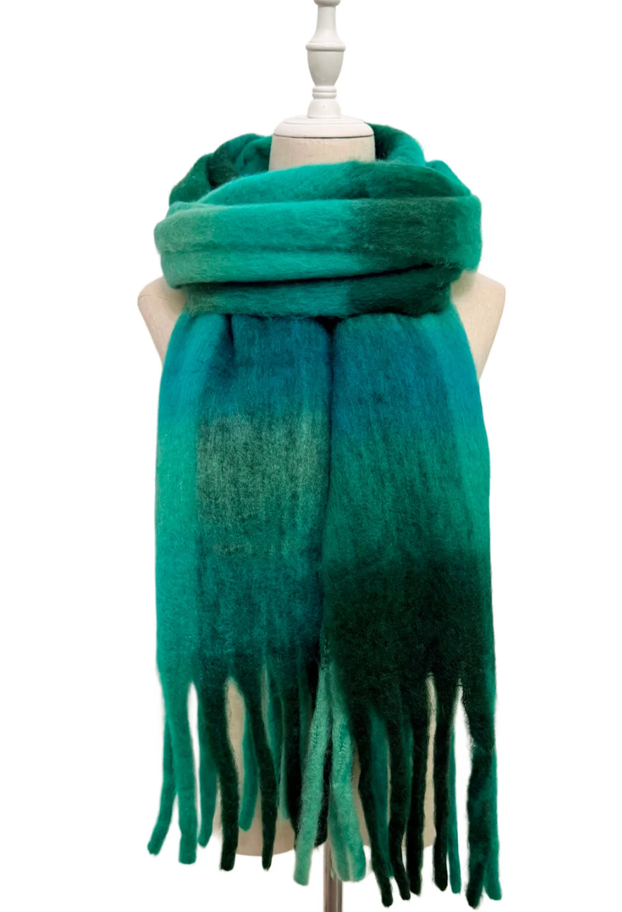 Cosy Check Chunky Tassel Scarf